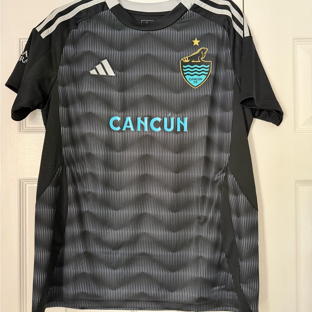 adidas Black & Teal Cancún FC Short Sleeve Jersey